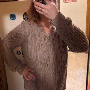 Cozy Knit Sweater in Light Purple / Taupe